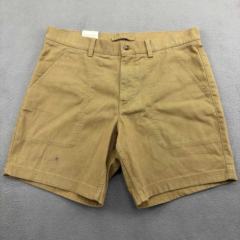 Duck Head Camp Shorts Mens Canvas Brown Casual Size 34 Stretch w/ 7" Inseam NWT
